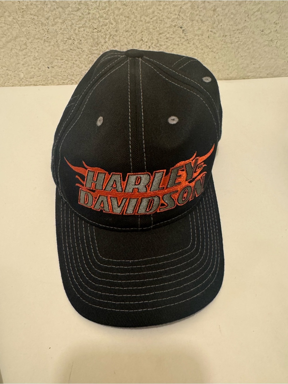 Harley-Davidson Black Cap with Orange Embroidered Flame Logo